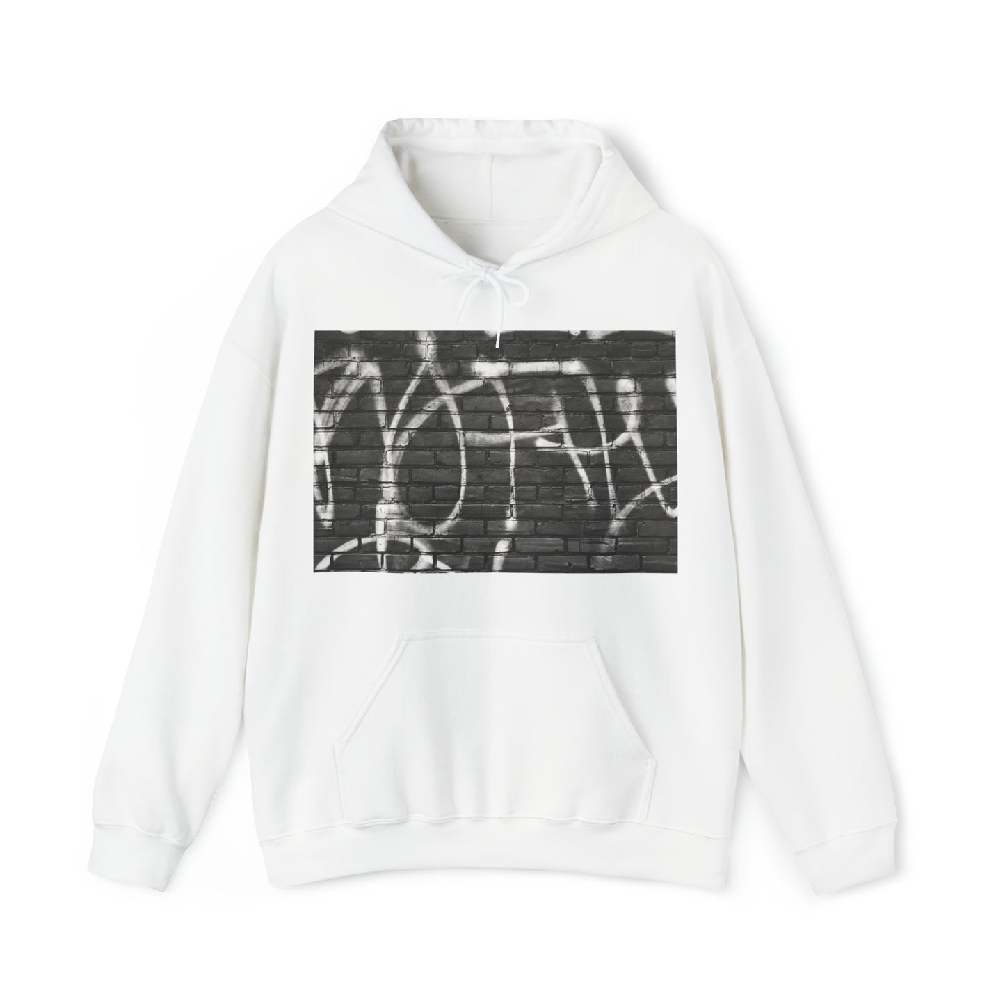 Unisex Hooded Sweatshirt with Urban Chic Graffiti Wall Art Design