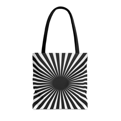 black and white hypnotizing stripe tote bag