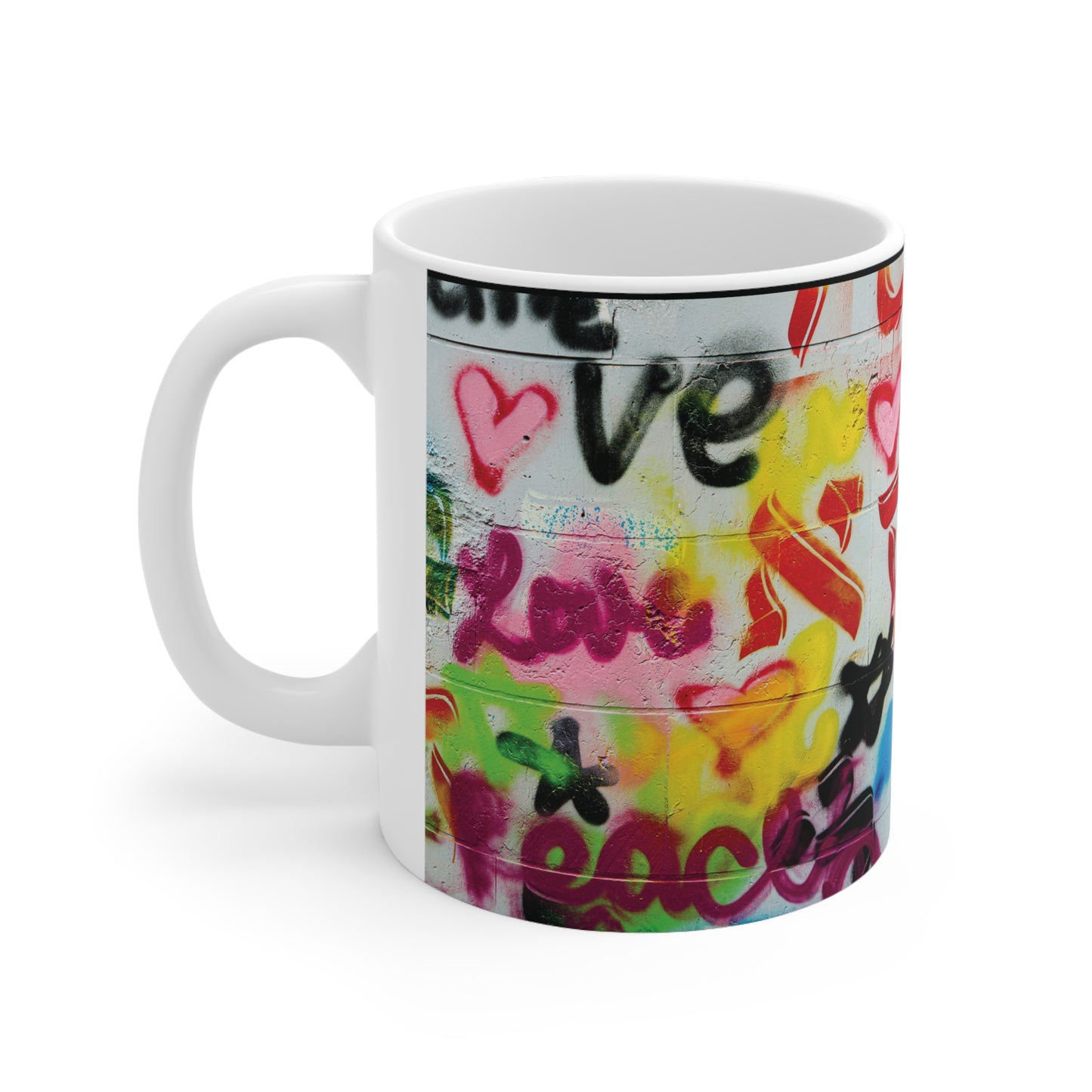 coloral graffiti print coffee mug