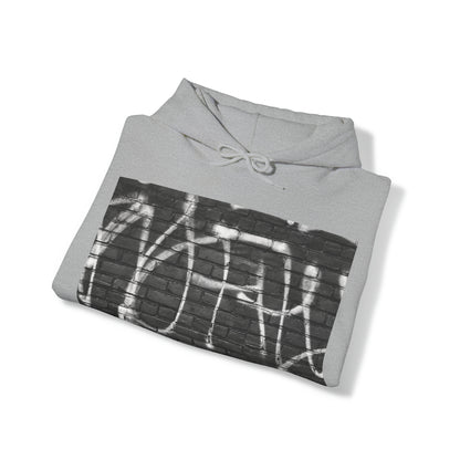 Unisex Hooded Sweatshirt with Urban Chic Graffiti Wall Art Design