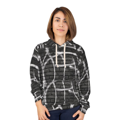 Unisex Pullover Hoodie with Realistic Looking Graffiti Wall Art