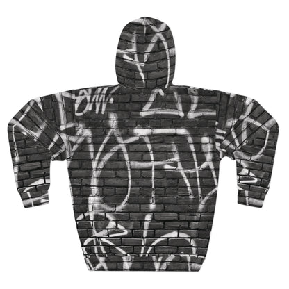 Unisex Pullover Hoodie with Realistic Looking Graffiti Wall Art