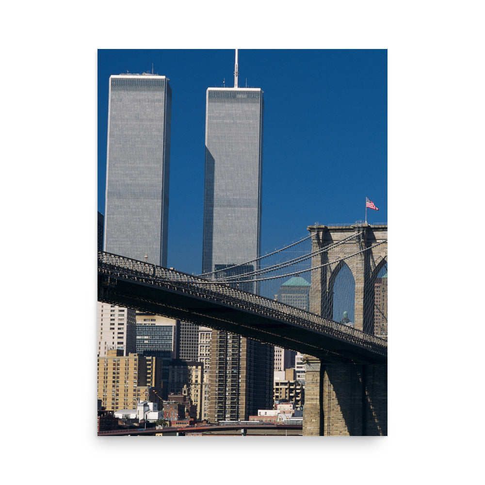 World Trade Center Twin Towers and Brooklyn Bridge