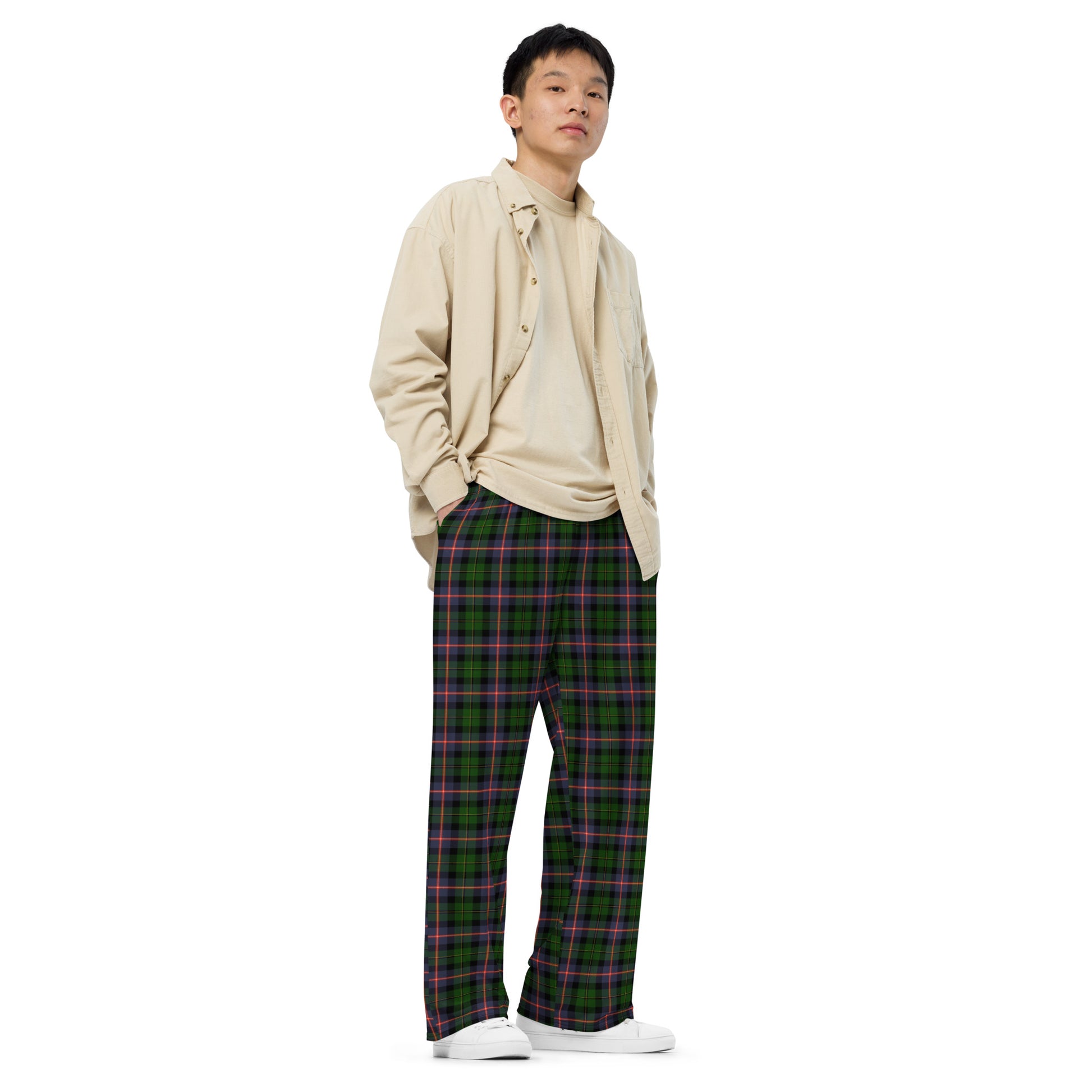 Man wearing green plaid pants