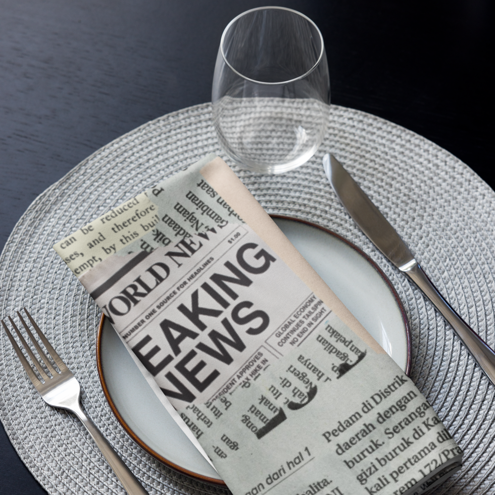 Newspaper print napkins