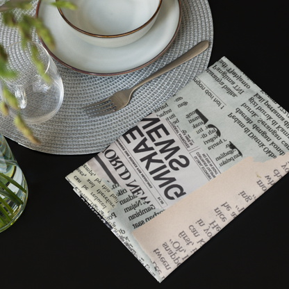 Newspaper print napkins