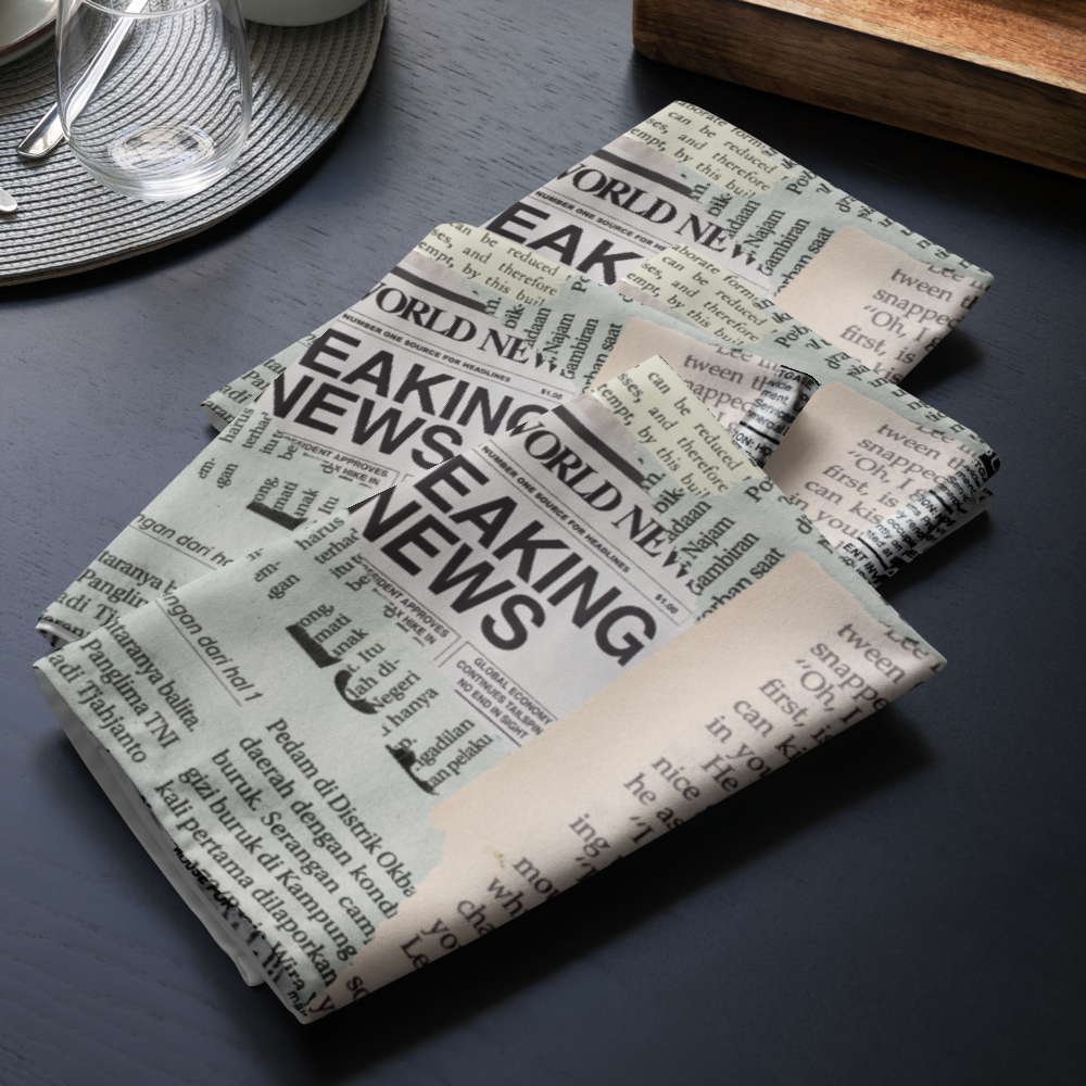 Newspaper print napkins