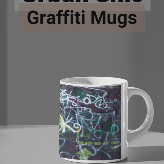 coloral graffiti print coffee mugs