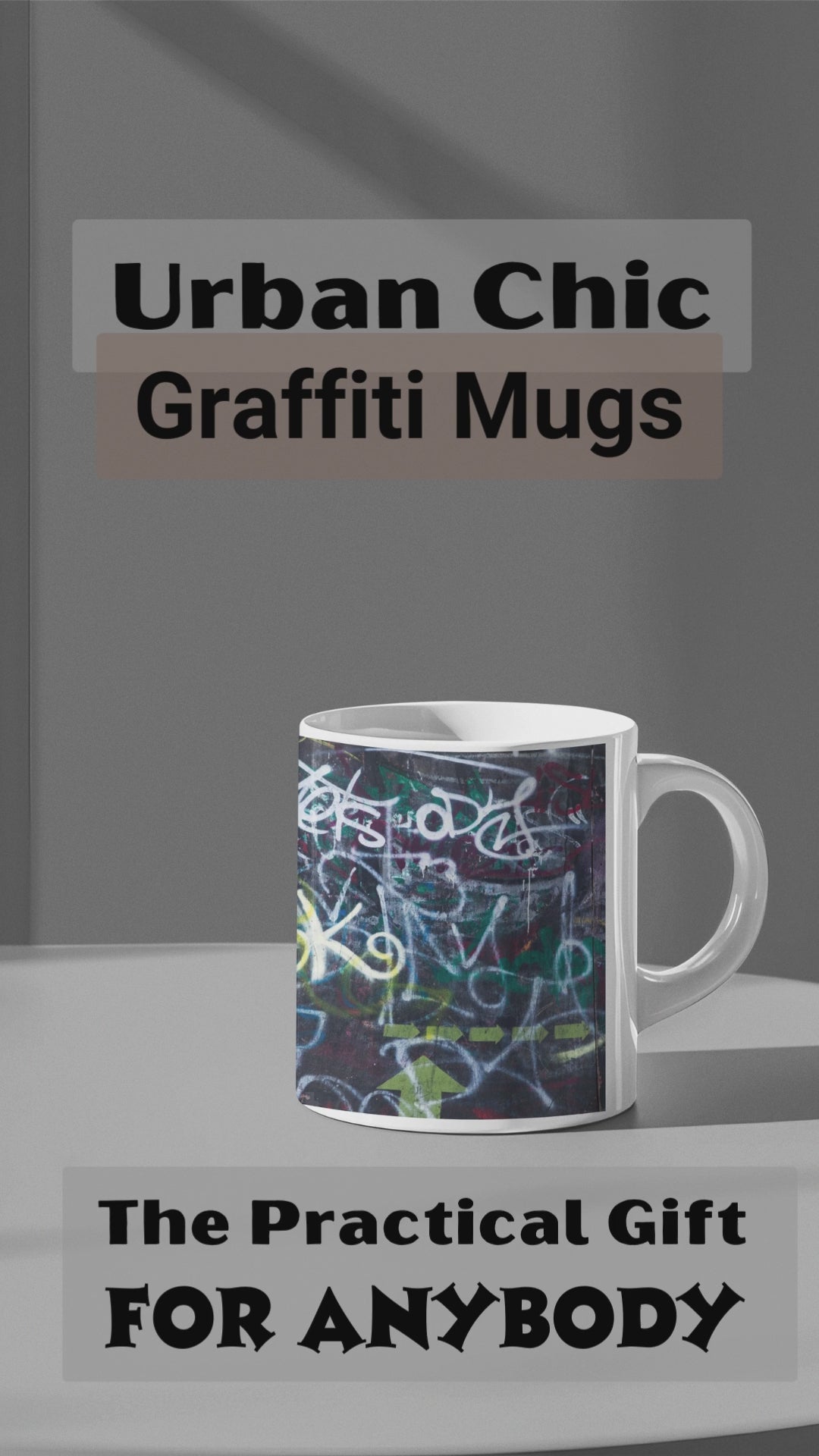 coloral graffiti print coffee mugs