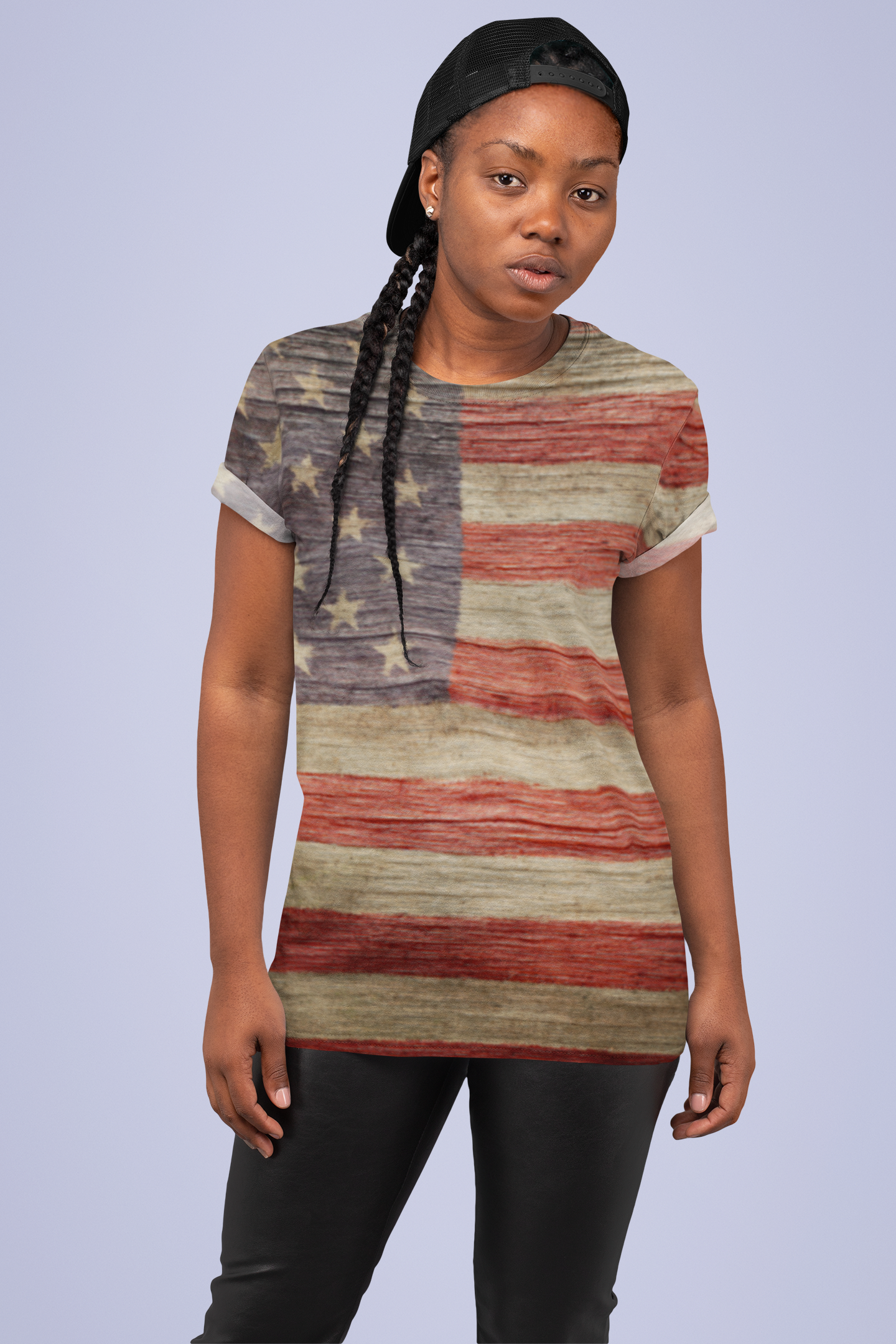 USA American Flag T-Shirt, Realistic-Looking Flag Fabric