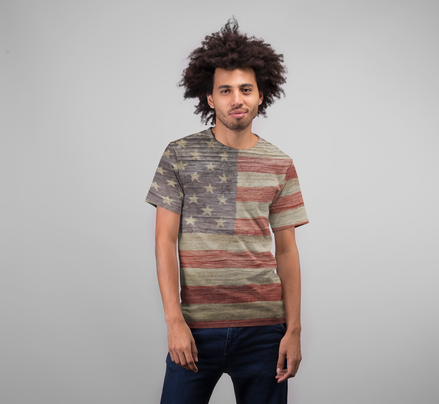 USA American Flag T-Shirt, Realistic-Looking Flag Fabric