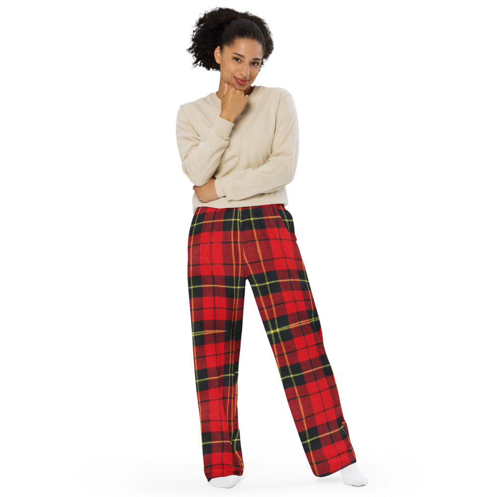 woman wearing tartan plaid comfort pants