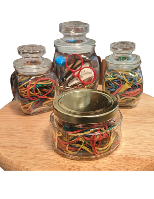 Glass Notions Jars for Sewing Crochet Knitting Embroidery, Set of 3 Jars