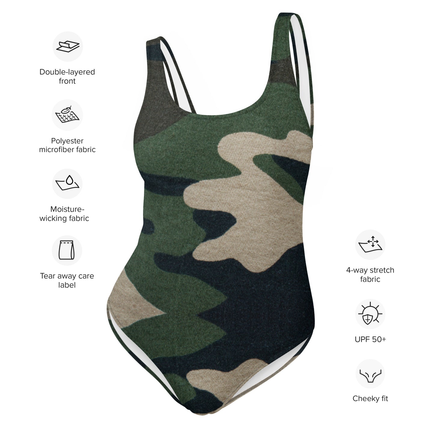 Sexy Large Camouflage Print One-Piece Swimsuit Bathing Suit Body Suit