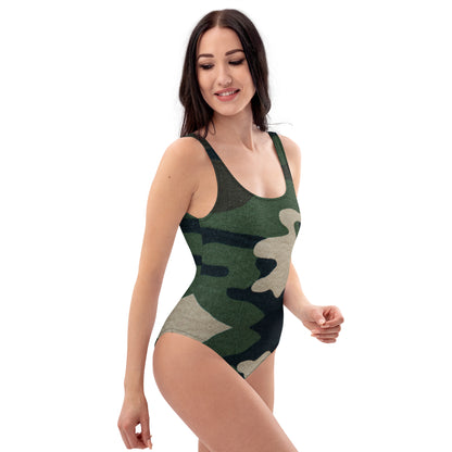 Sexy Large Camouflage Print One-Piece Swimsuit Bathing Suit Body Suit