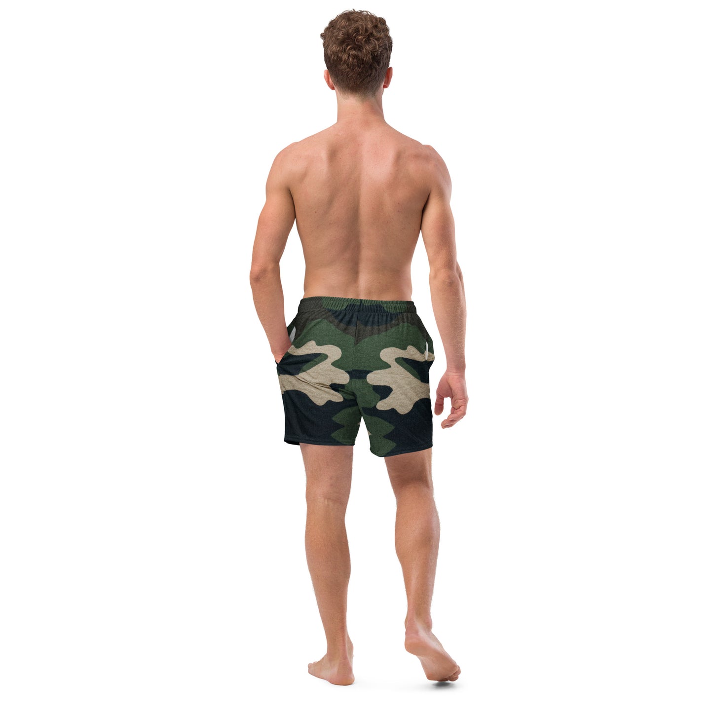 Stylish Custom Designed Large Camouflage Print Swim Trunks for Men