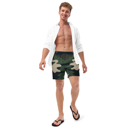 Stylish Custom Designed Large Camouflage Print Swim Trunks for Men