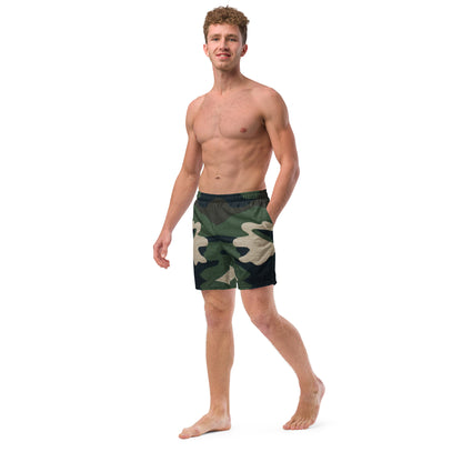 Stylish Custom Designed Large Camouflage Print Swim Trunks for Men