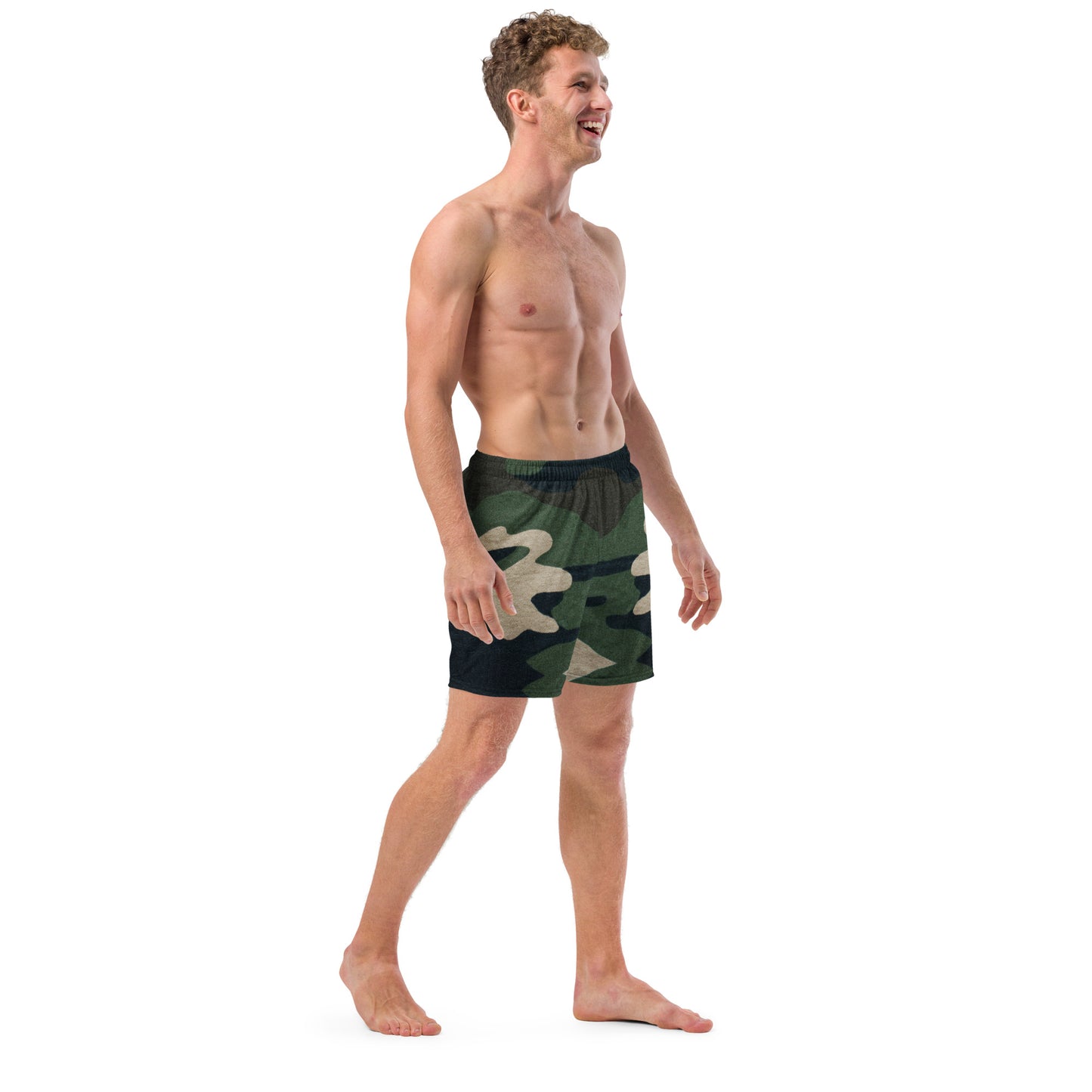 Stylish Custom Designed Large Camouflage Print Swim Trunks for Men