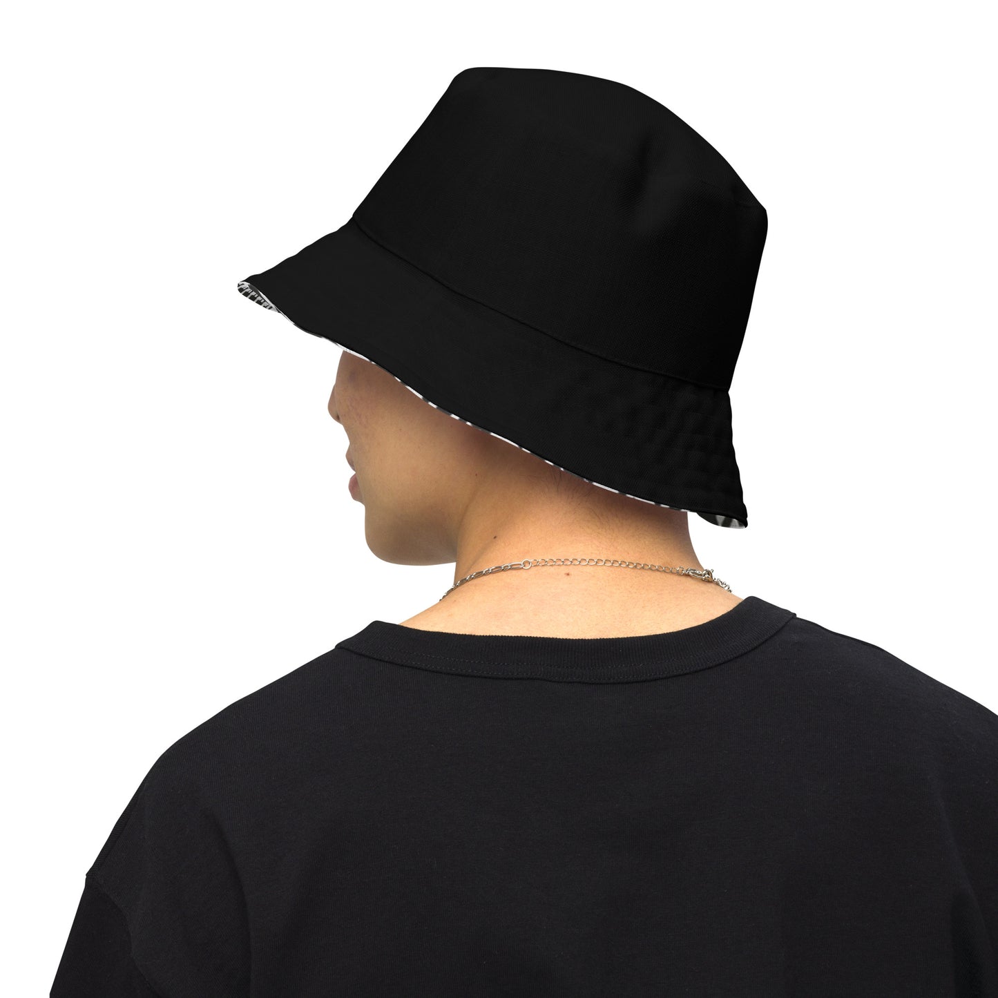 Swanky Black and Houndstooth Reversible Bucket Hat