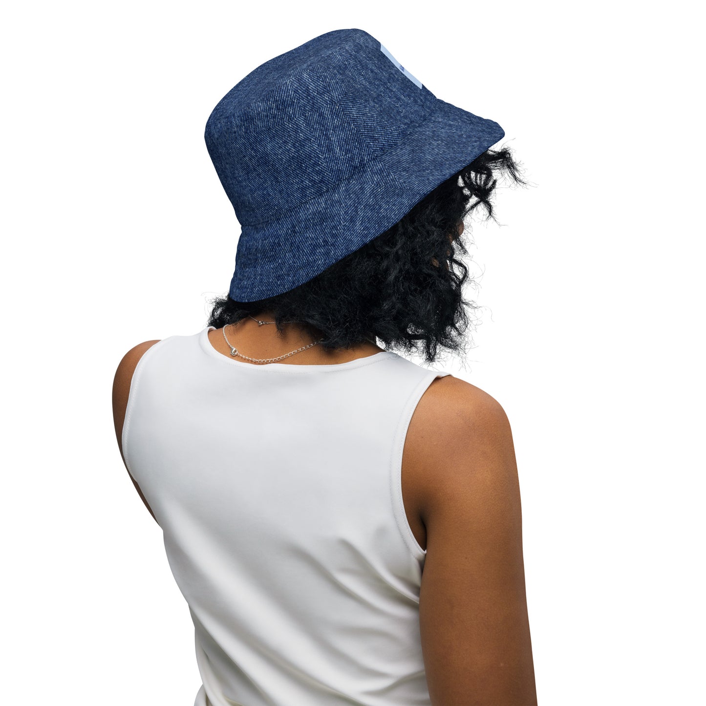 Stylish Denim and Plaid Reversible Bucket Hat