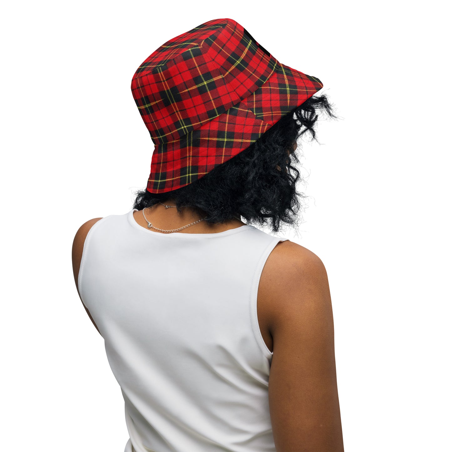 Reversible Tartan Plaid and Black Bucket Hat