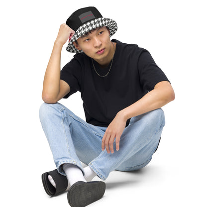 Swanky Black and Houndstooth Reversible Bucket Hat