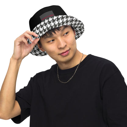 Swanky Black and Houndstooth Reversible Bucket Hat