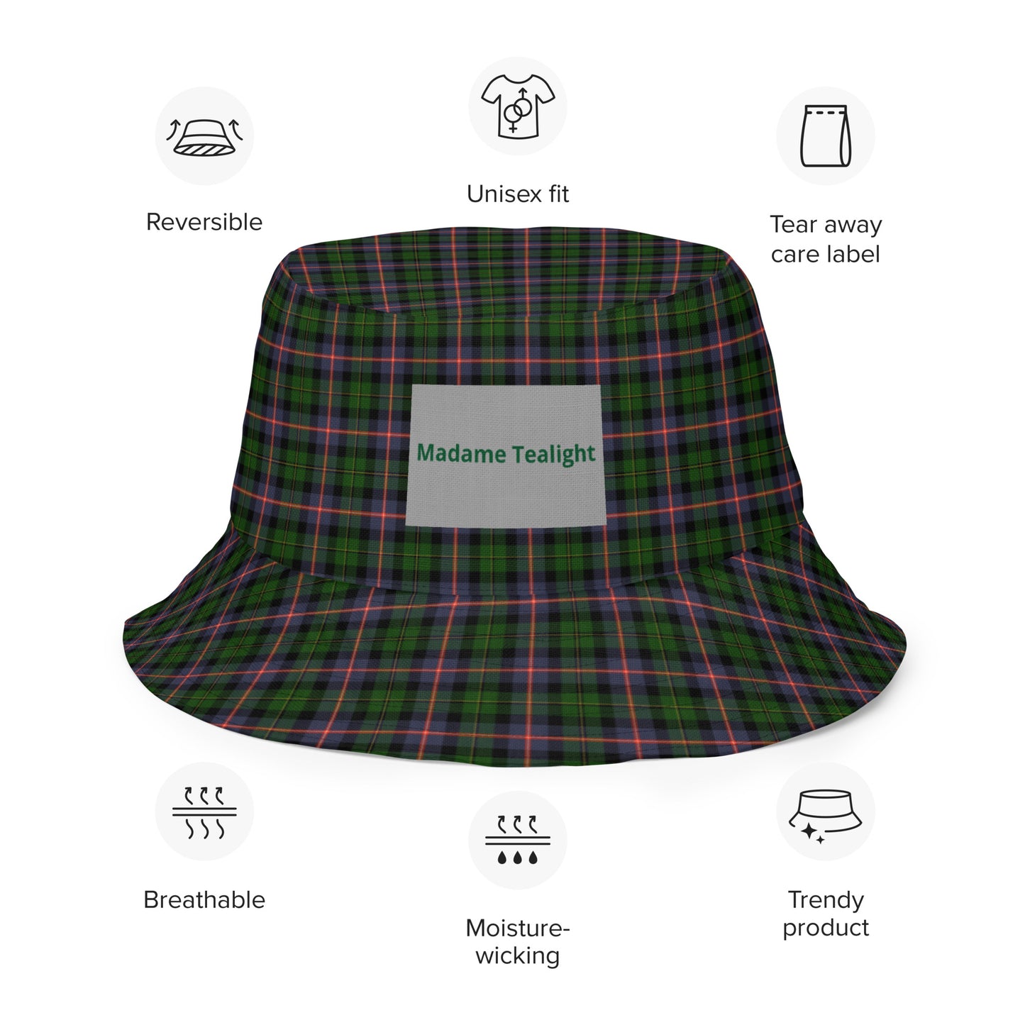 Stylish Denim and Plaid Reversible Bucket Hat