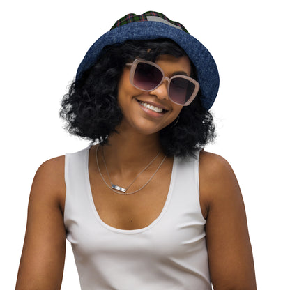 Stylish Denim and Plaid Reversible Bucket Hat