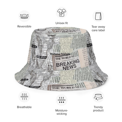 Swanky Reversible Newspaper Print Bucket Hat