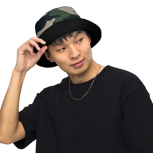 Swanky Black Camouflage Reversible Bucket Hat Active