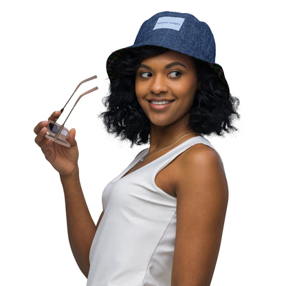 Stylish Denim and Plaid Reversible Bucket Hat