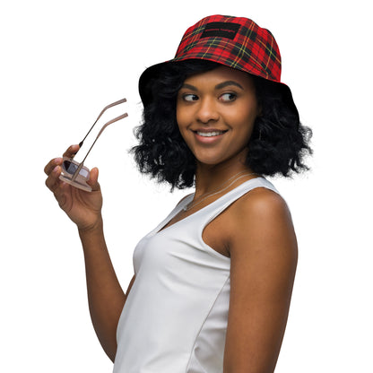 Reversible Tartan Plaid and Black Bucket Hat