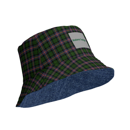 Stylish Denim and Plaid Reversible Bucket Hat