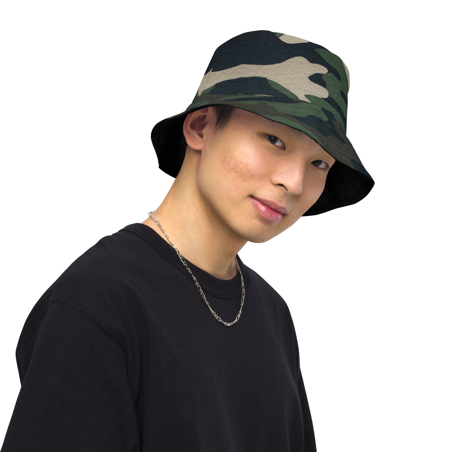 Swanky Black Camouflage Reversible Bucket Hat Active