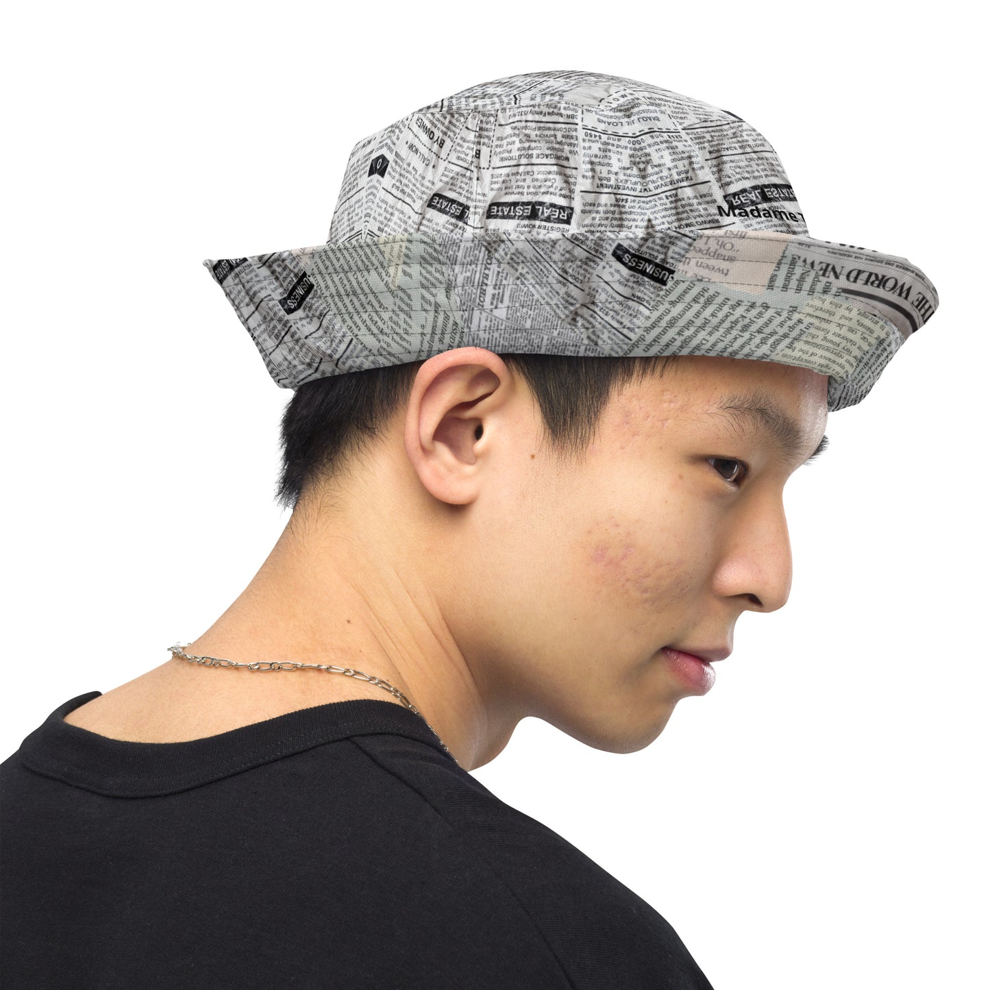 Swanky Reversible Newspaper Print Bucket Hat