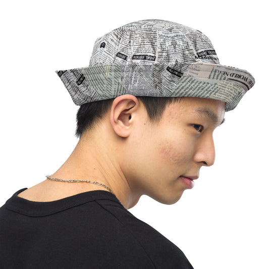 Swanky Reversible Newspaper Print Bucket Hat