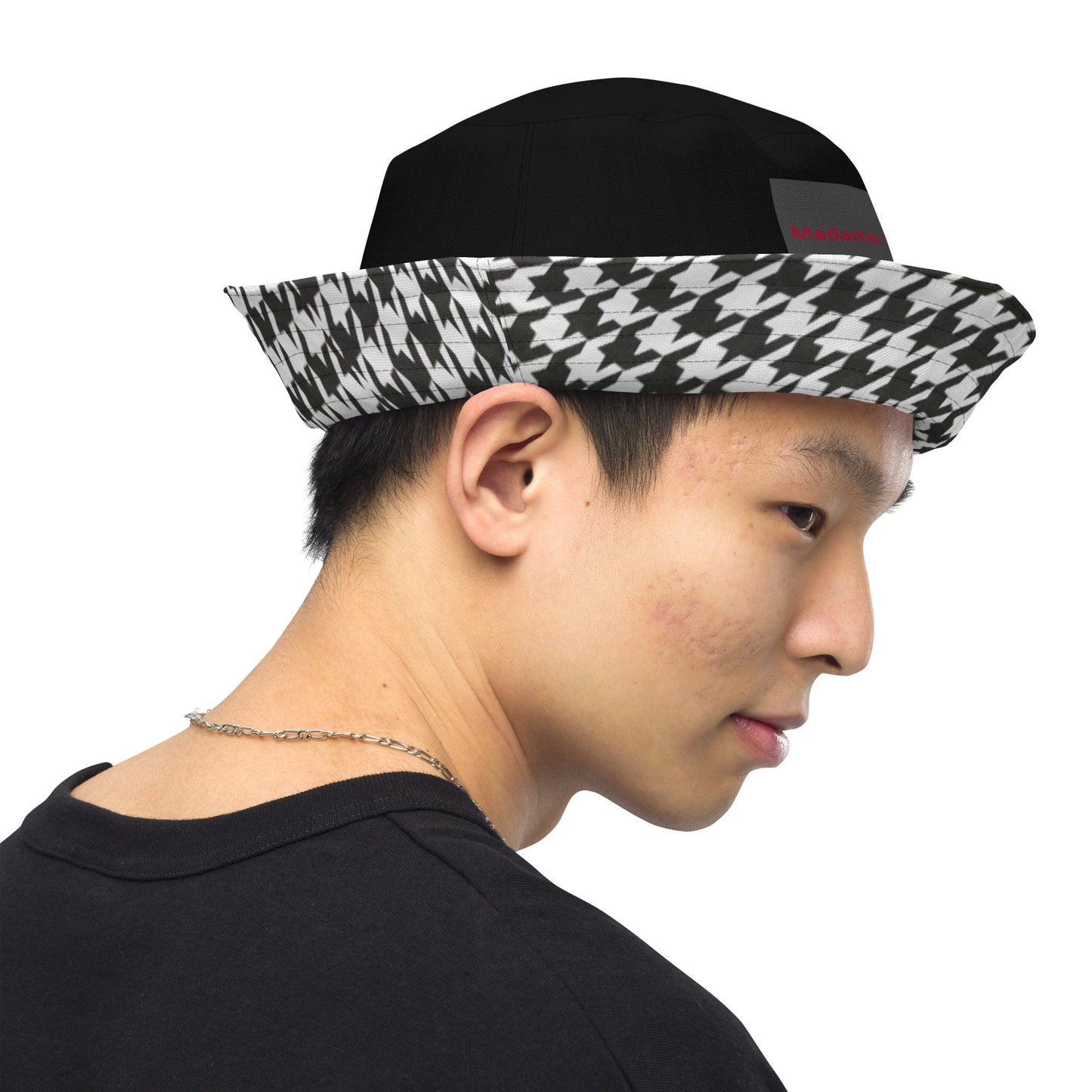 Swanky Black and Houndstooth Reversible Bucket Hat