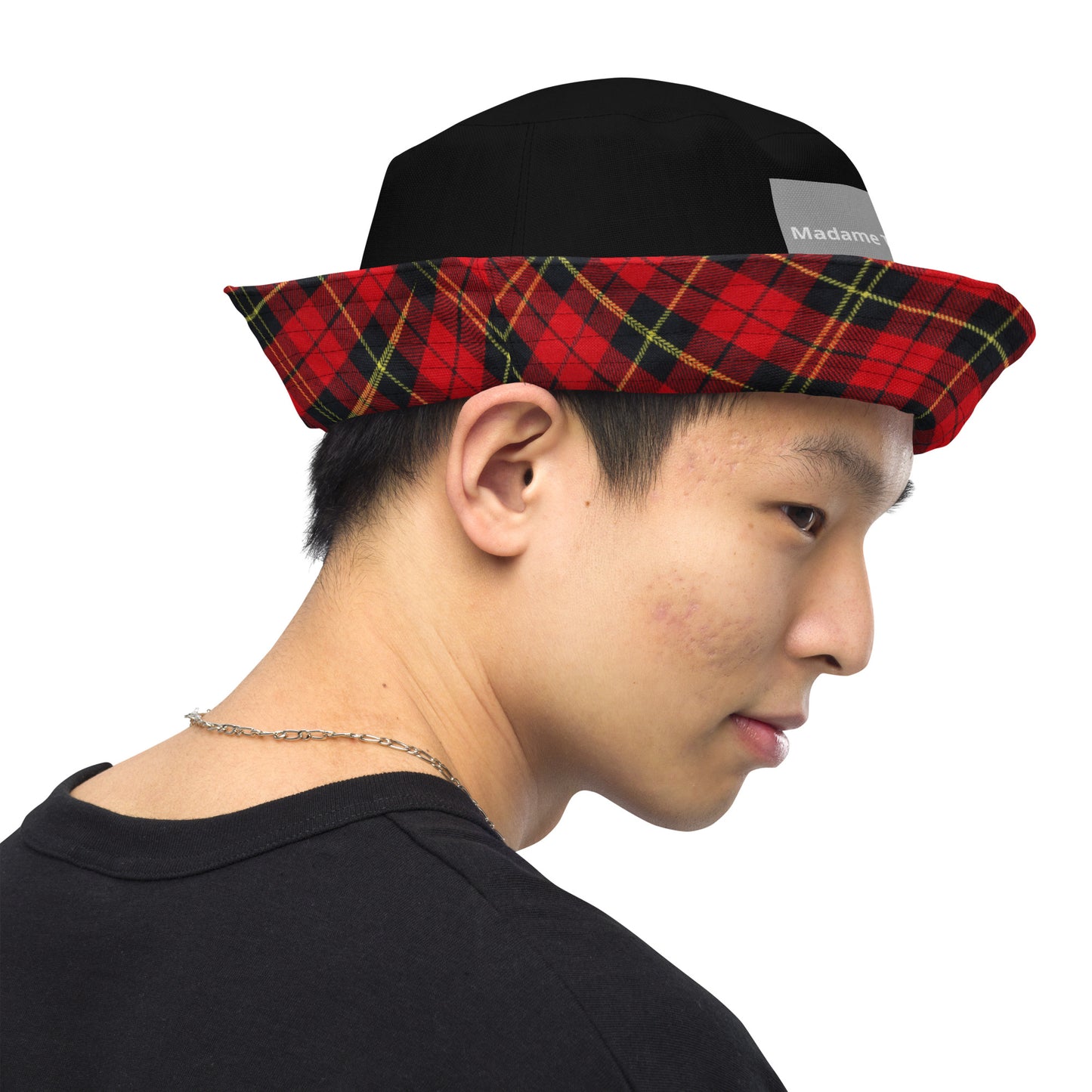 Reversible Tartan Plaid and Black Bucket Hat