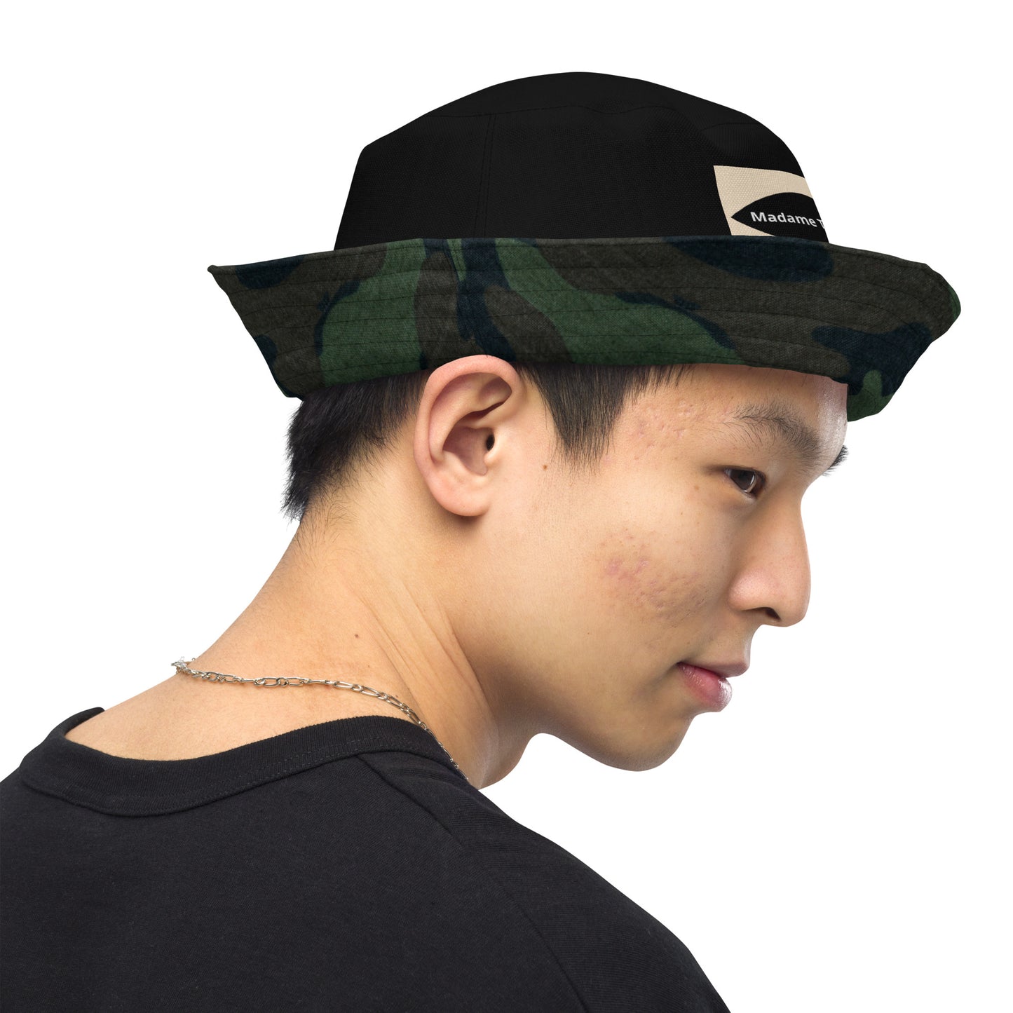 Swanky Black Camouflage Reversible Bucket Hat Active