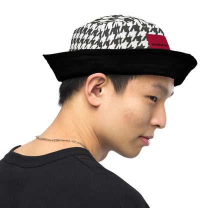 Swanky Black and Houndstooth Reversible Bucket Hat