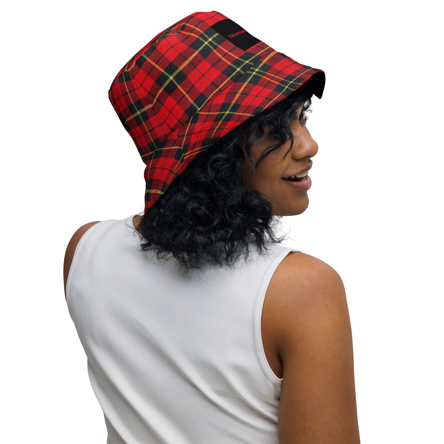 Reversible Tartan Plaid and Black Bucket Hat