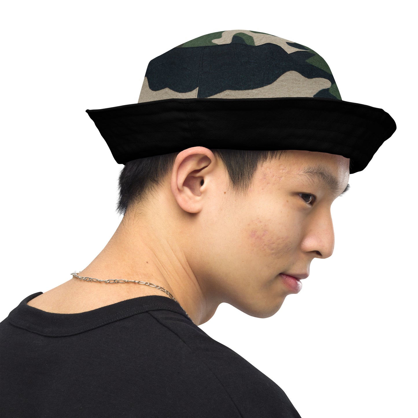 Swanky Black Camouflage Reversible Bucket Hat Active