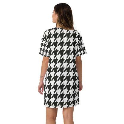 Stylish Large Print Houndstooth Dress