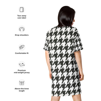 Stylish Large Print Houndstooth Dress