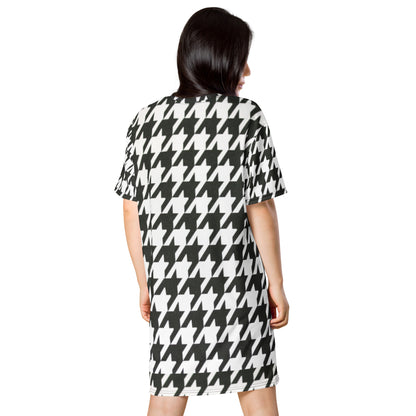 Stylish Large Print Houndstooth Dress