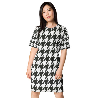 Stylish Large Print Houndstooth Dress