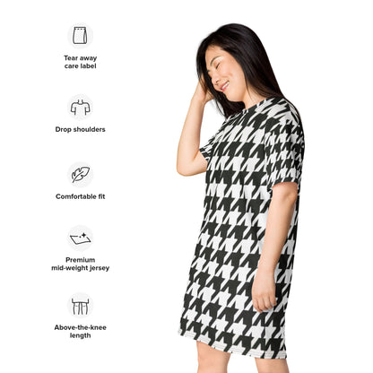 Stylish Large Print Houndstooth Dress