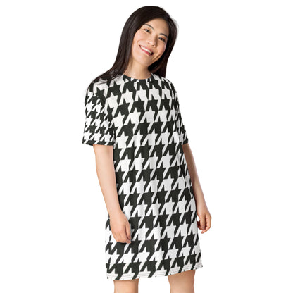 Stylish Large Print Houndstooth Dress